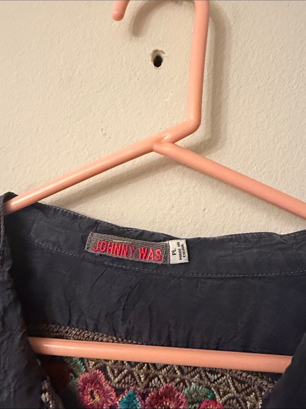 Johnny Was Navy Embroidered Boho Tunic with Multicolor Floral Detail - Picture 7 of 10